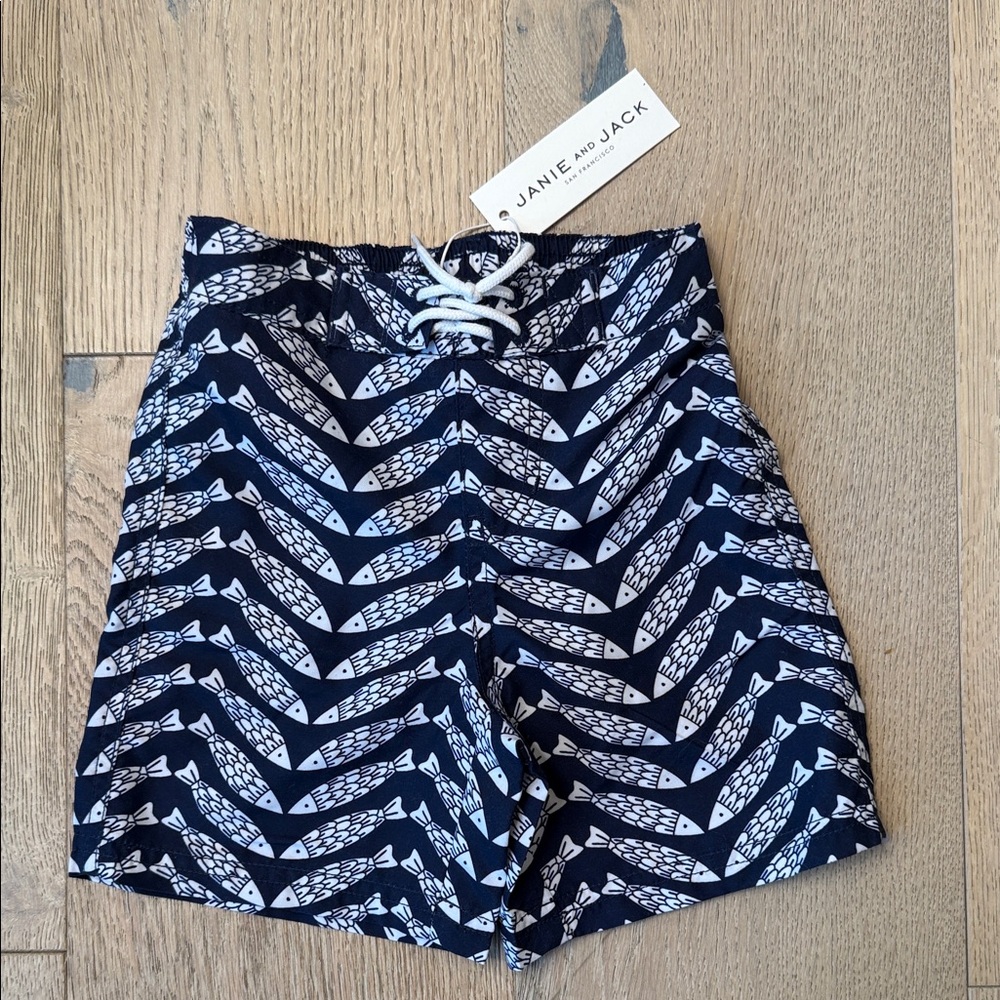 Janie and Jack Fish Print Swim Trunks | Size 18–24 Months